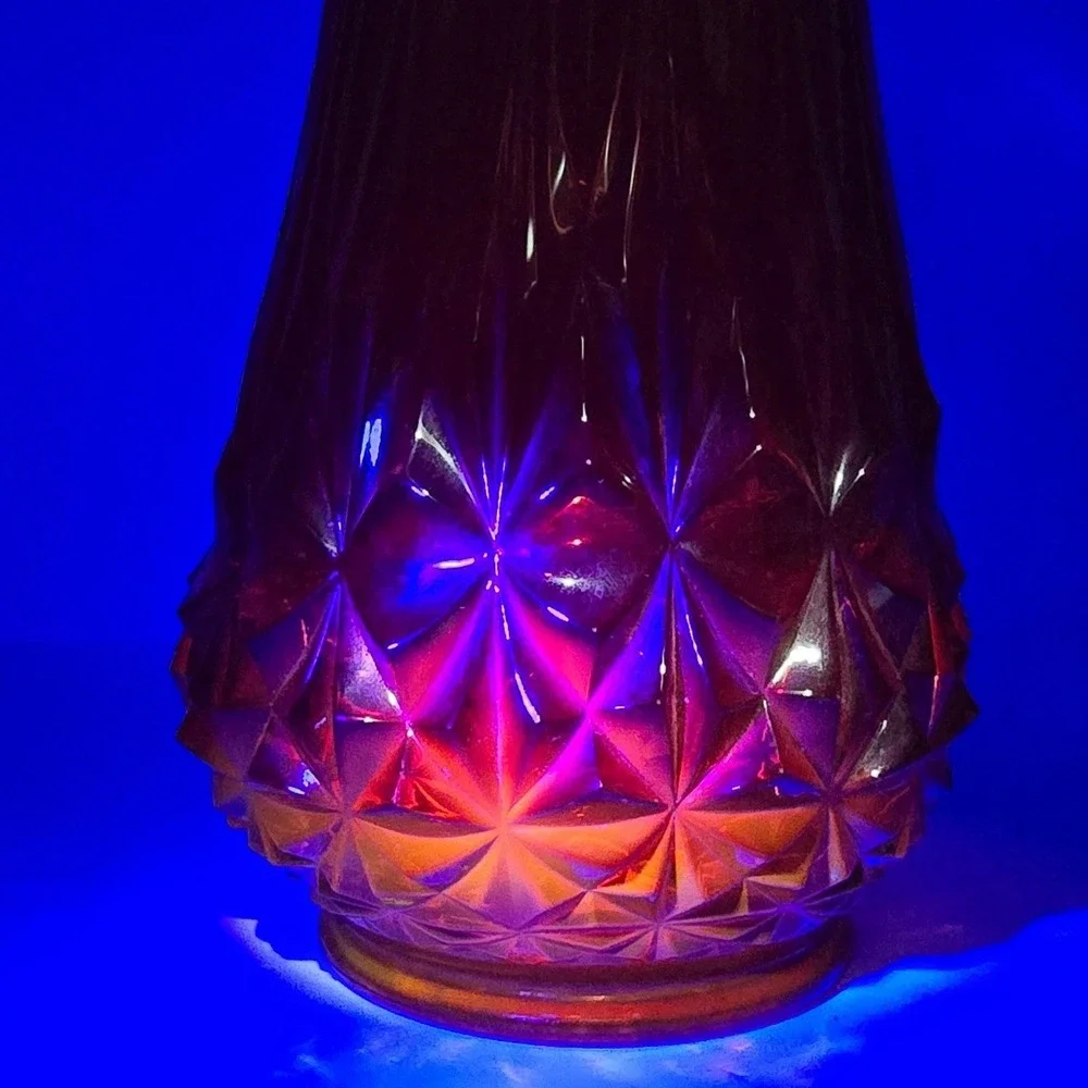 Vintage Le Smith Amberina Diamond Butt Glass Swung Vase 22" Mid Century Modern - Picture 6 of 8